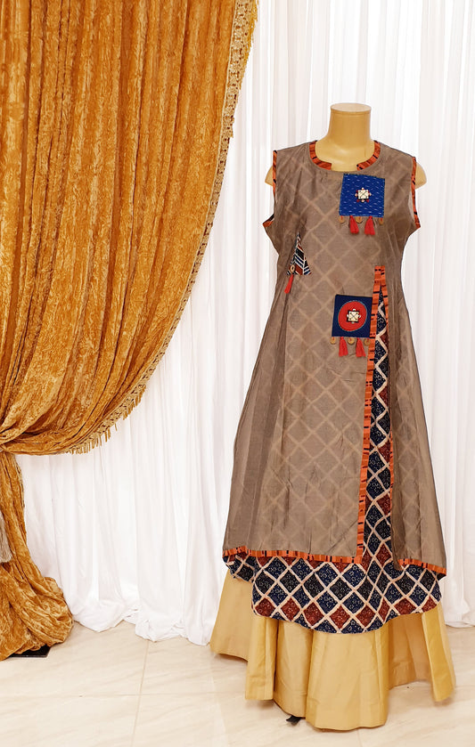 Brown Printed Dress