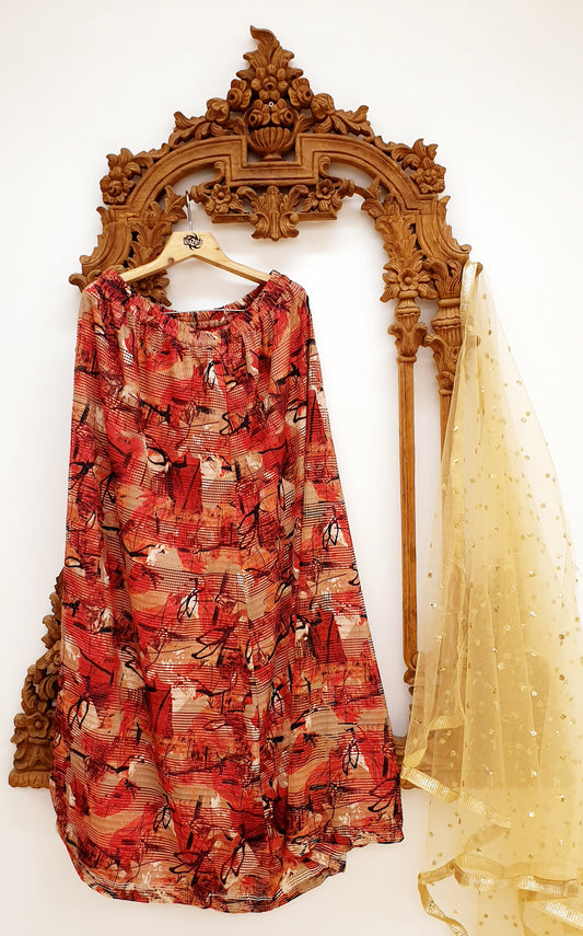 Black & Red Printed Skirt