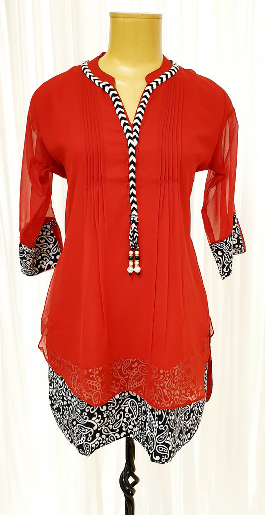 Red Georgette Kurti
