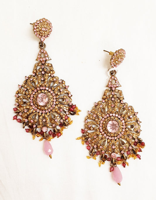 Baby Pink Stonework Earrings