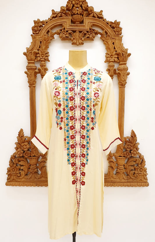 Cream Kurti with Embroidery