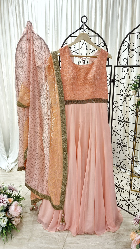 Soft peachy-pink gown
