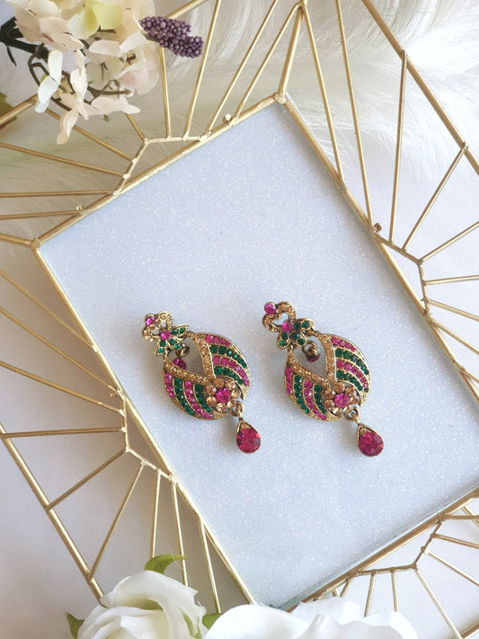 Green & Pink Earrings (Small)