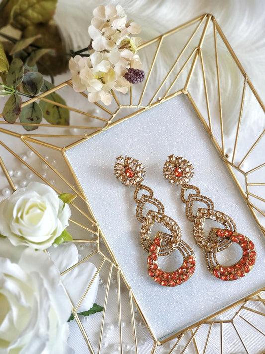 Orange & Gold Chandelier Earrings