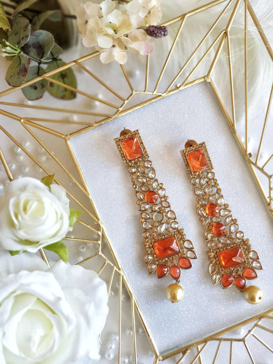 Orange & Gold Chandelier Earrings