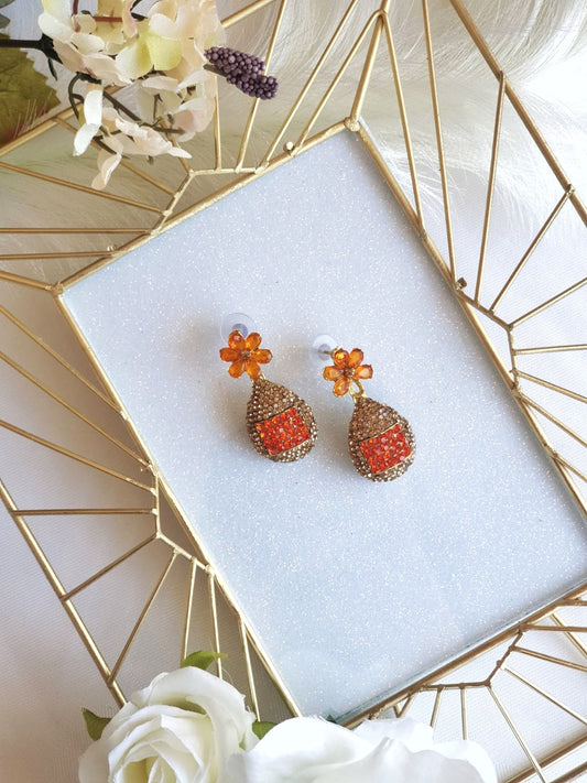 Mini Orange & Gold Earrings