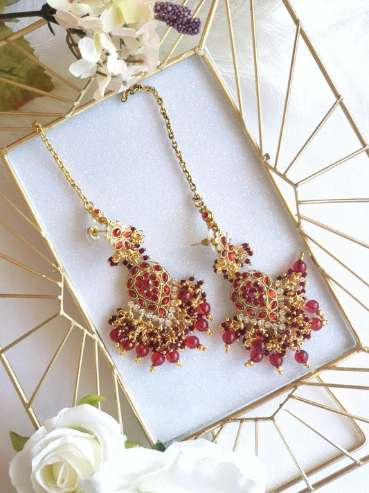 Traditional Maroon Earrings