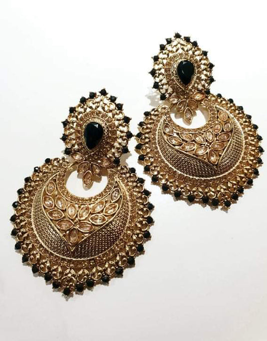 Black Stonework Earrings